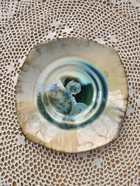 Bill Campbell Pottery Trinket Dish Crystalline Glaze 4.5" Signed